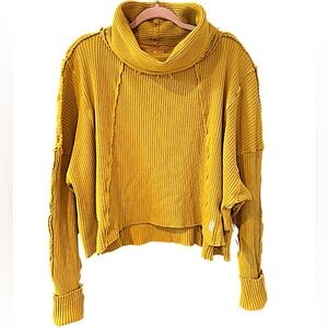 Free People Movement Longitude Sunburst Yellow Size L Ribbed Crop Sweater NWT